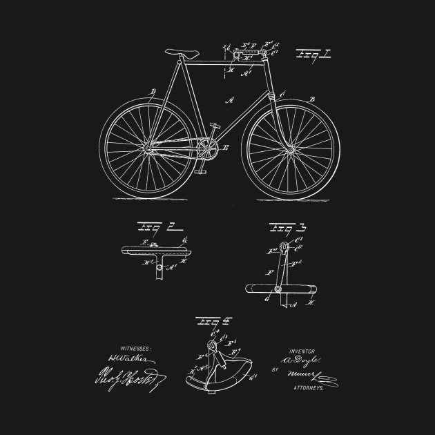 Bicycle Vintage Patent Hand Drawing by TheYoungDesigns