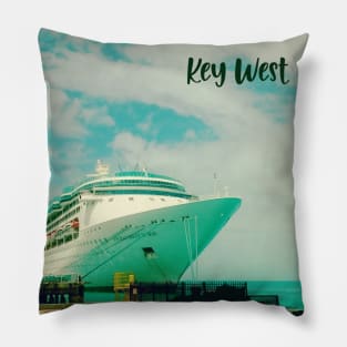 Boat photo Key West Florida blue sky palmtree landscape USA nature lovers Pillow