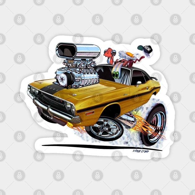 Vince Crain High Octane 1970 Dodge Challenger GOLD Magnet by vincecrain