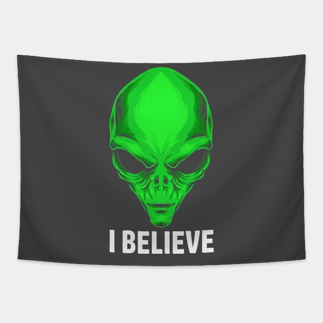 Alien Head - I Believe Tapestry by Area51Merch