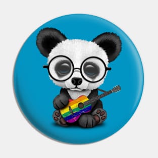 Baby Panda Playing Rainbow Flag Guitar Pin