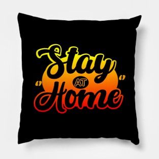 stay at home covid 19 typography Pillow