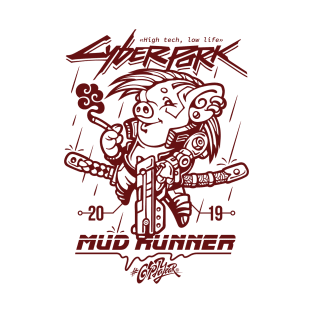 Cyberpork 2019: Mud Runner. Monochrome T-Shirt