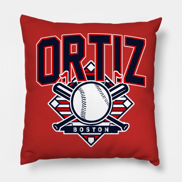 Vintage Boston Baseball Ortiz Pillow by funandgames