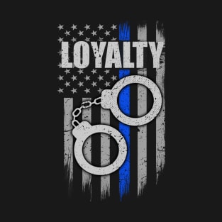 Thin Blue Line Flag Loyalty Handcuffs T-Shirt