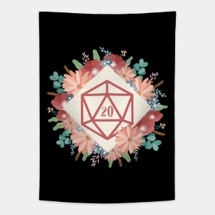 Polyhedral D20 Dice Floral - Flowers Tabletop RPG Tapestry