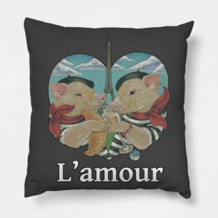 Paris Pigs - L'amour - Quote Pillow