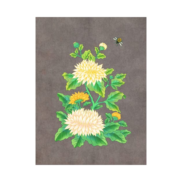 Minhwa: Chrysanthemum and Bumblebee E Type by koreanfolkpaint