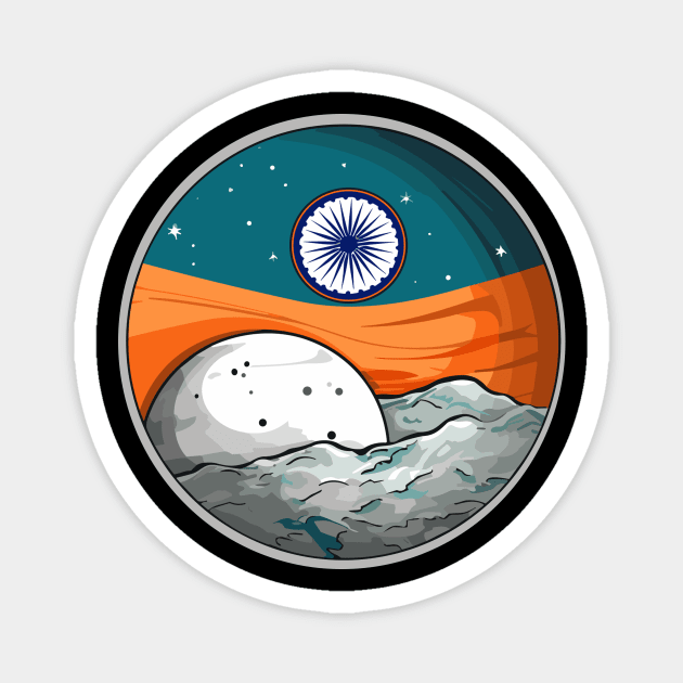 India moon rocket space craft lunar south pole landing flag Magnet by albaley