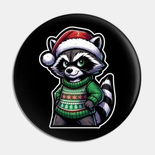 Christmas Raccoon Pin