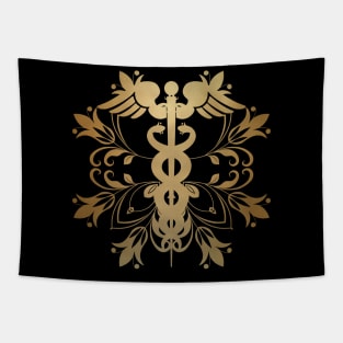 Abstract Floral Caduceus - Gold Tapestry