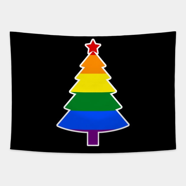 Christmas Tree LGBT Flag Gay Pride Rainbow Tapestry by aaallsmiles