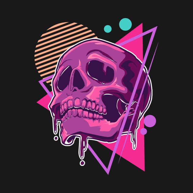 Skull Vaporwave Synthwave by KAWAIITEE