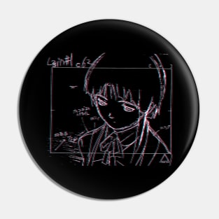 Lain Iwakura 3D Sketch 001 - White on Black Pin