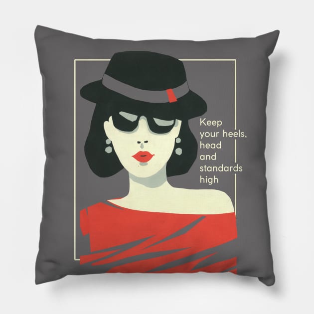 Coco "Keep Your Heels, Head & Standards High" Pillow by GalleryArtField