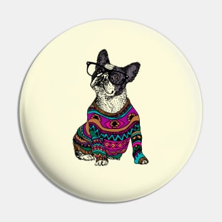 hipster frenchie Pin