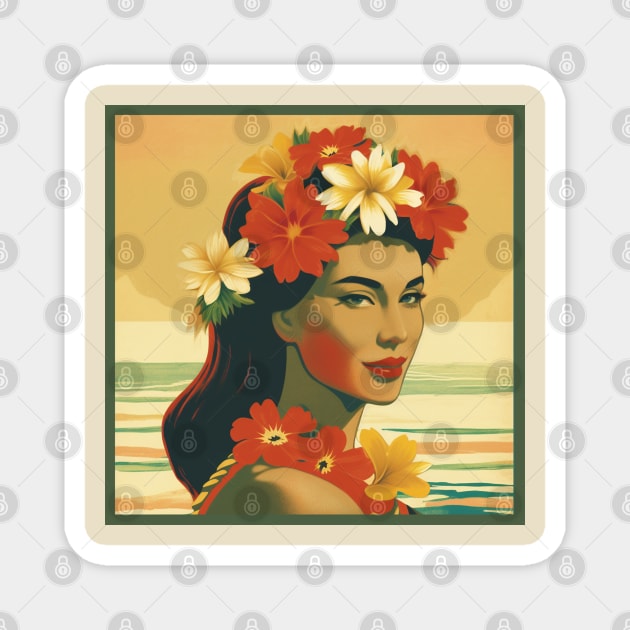 Hula Girl Magnet by Retro Travel Design