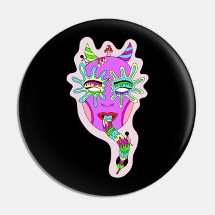 Trippy Devil Head with Snake Tongue Pin