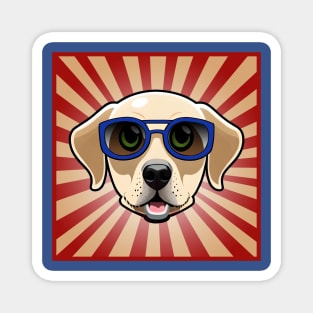 Dog Wearing Blue Sunglasses Golden Retriever Magnet