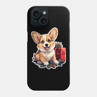 Christmas Happy Corgi with holly and gift Phone Case