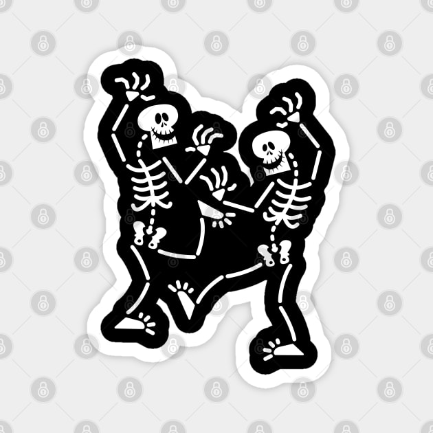 Funny skeletons dancing and having fun at Halloween Magnet by zooco