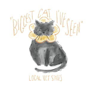 Bucky Butterflower /  Black Cat Illustration Fat Cat / Biggest Cat - With Text T-Shirt