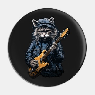 Rock n Roll Cat Playing Guitar Pin