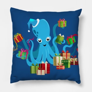 Octopus Wrapping Presents Pillow