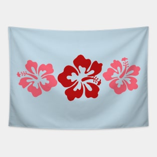 Hibiscus Flowers In Red And Pink Tapestry