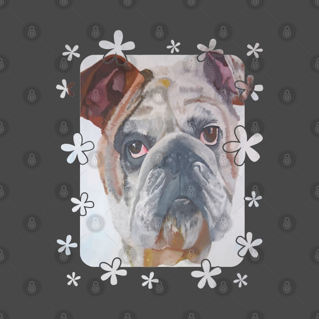 American Bulldog Portrait Vector With Cute Border by taiche