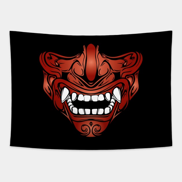 Japanese Samurai Warrior Face Armour Mask Tapestry by OrtegaSG