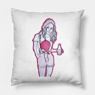 Cool Pink Manga Pop Girl drawing Pillow