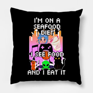 Kawaii 8-Bit Pixel Quote Pillow