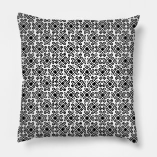 Polynesian Tattoo Style Tribal Valentines Motif Pattern Black and White Pillow