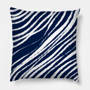 Navy Blue and White Abstract Pattern Pillow