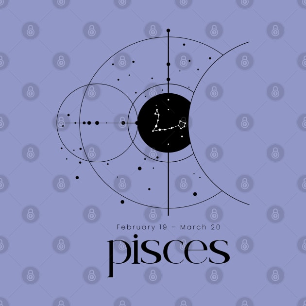 Minimalist Pisces Constellation Zodiac Astrology Horoscope Stars Moon by Vermint Studio