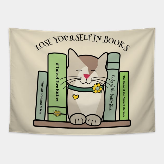 Lose Yourself in Books Library Cat Tapestry by Sue Cervenka