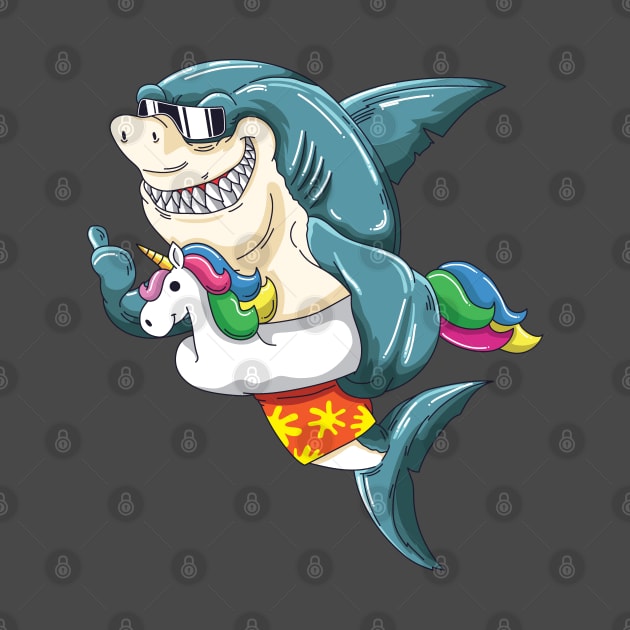 Pool Party Shark in Unicorn Float Funny by ghsp