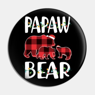 Papaw Bear Red Plaid Christmas Pajama Matching Family Gift Pin