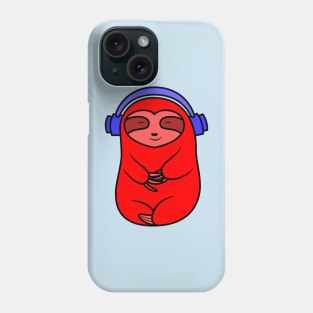 Happy Red Sloth Listening to Music Phone Case