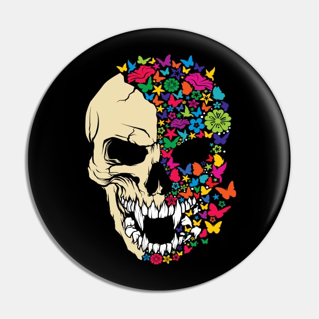 VAMPIRE SKULL COLORED WITH BUTTERFLYS AND FLOWERS Pin by Velvet Love Design 