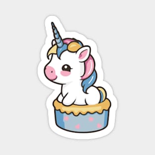 Cute Unicorn Emerging from Cake Magnet