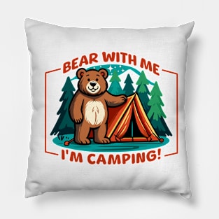 Camping Bear Outdoors Adventure Gift Pillow