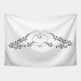 Heart Hands Flower Tapestry