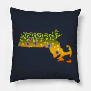 Brook Trout Fish Massachusetts State Map Fishing Gifts Pillow