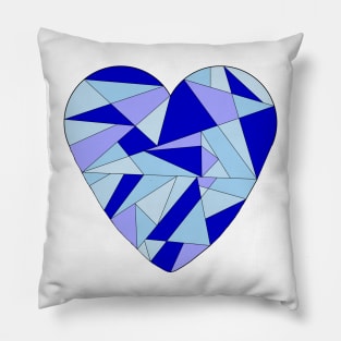 Blue Fractured Heart Pillow