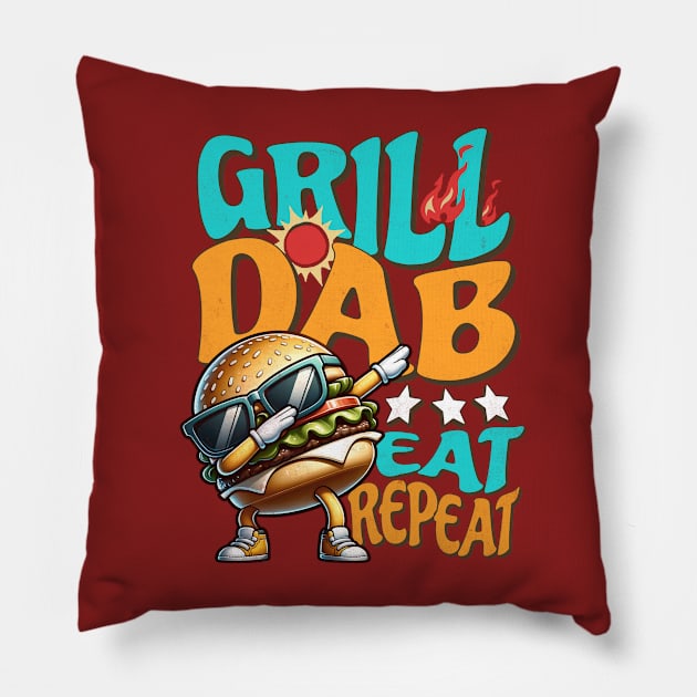 Burger Funny a Dab Dance Grilling Design Pillow by alcoshirts