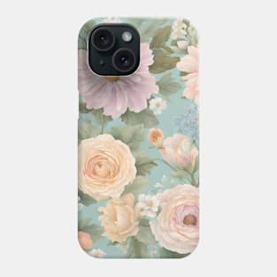 French country cottagecore Pastel color vintage floral Phone Case