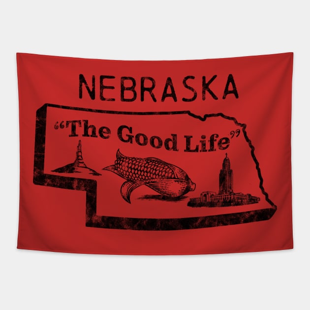 Nebraska - The Good Life vintage design Tapestry by MalmoDesigns