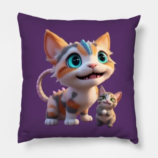 Calico Dragon Cat with her little friend Pillow